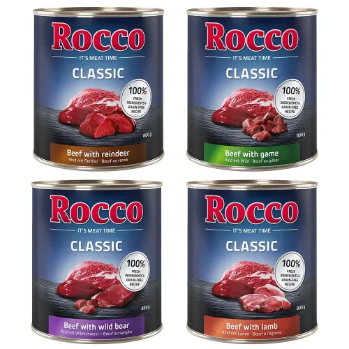 Sparpaket Rocco Classic 24 x 800 g - Mix: Rind mit Lamm, Wild, Wildschwein & Rentier