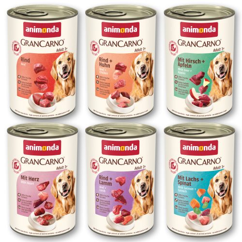 Animonda, animonda GranCarno Original Nassfutter Hund Adult, Mixpaket 6x400 g Herzhafte Variation