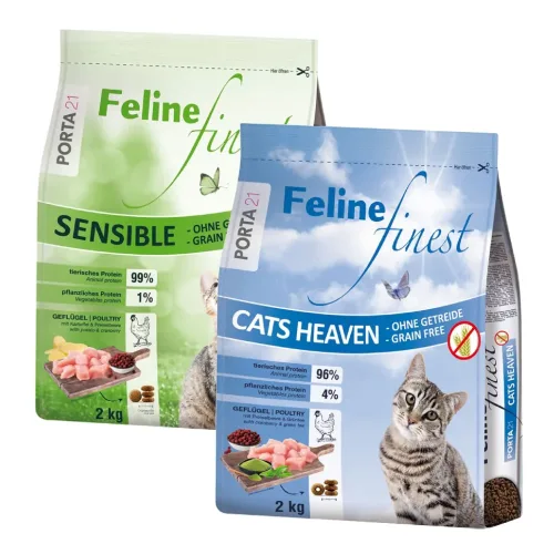 2 x 2 kg Porta 21 im gemischten Probierpaket - Finest Sensible - Grain Free + Cats Heaven