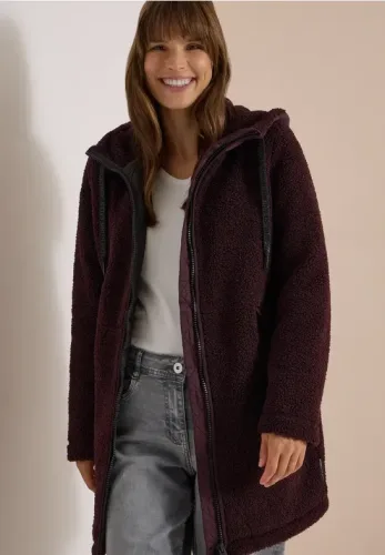 Strukturmix Teddy-Mantel mit Kapuze