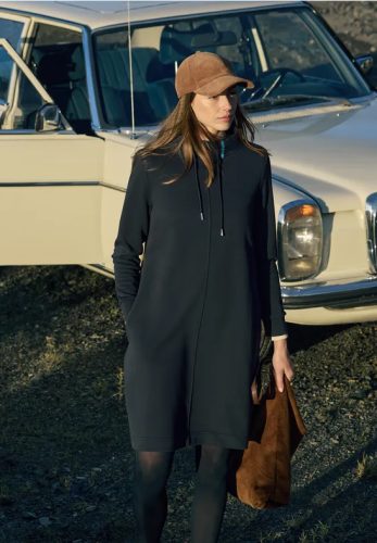 cecil, Cecil Midikleid Eingrifftaschen mit Funnelneck und Eingrifftaschen