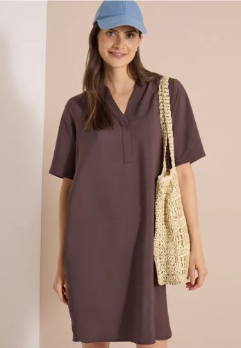cecil, Cecil Sommerkleid Eingrifftaschen Viskosemix, Split Neck, knieumspielend
