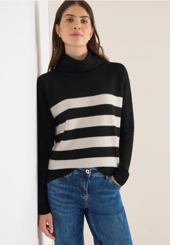 cecil, Cecil Rollkragenpullover mit Colorblocking-Streifen und grossem Kragen