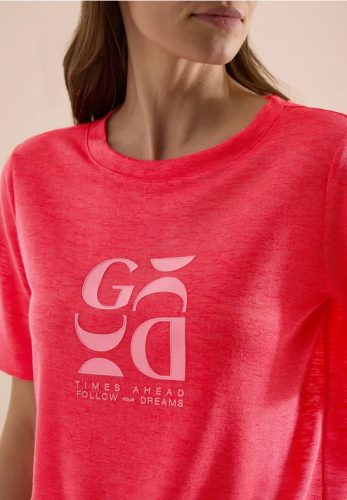cecil, Cecil Kurzarmshirt Sommershirt in Leinen-Optik mit Print