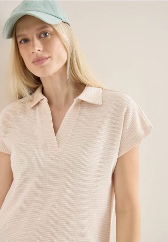 cecil, Cecil T-Shirt Sommershirt mit Struktur im Two-Tone-Look und mit Polokragen