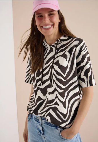 cecil, Cecil Kapuzensweatshirt, Kurzarm-Shirt mit Kapuze und Zebraprint