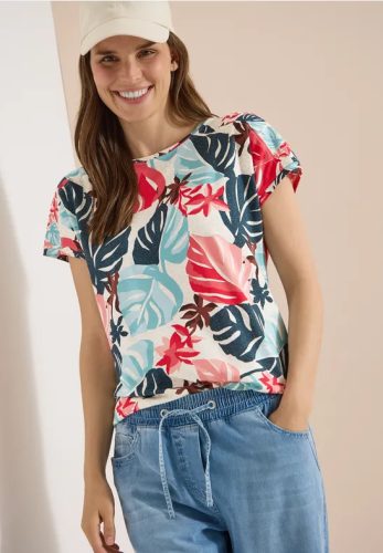 cecil, Cecil Kurzarmshirt Sommershirt mit U-Boot-Ausschnitt und Print
