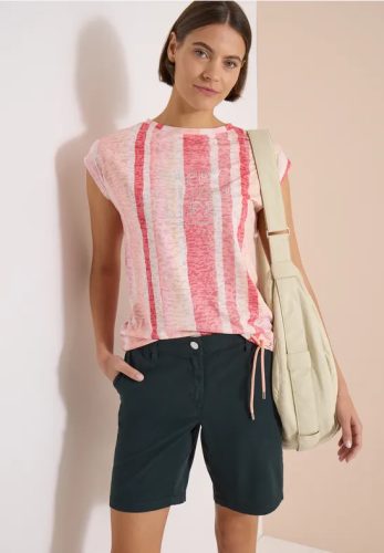 cecil, Cecil Kurzarmshirt Sommershirt in Ausbrenner-Optik/Streifen-Muster