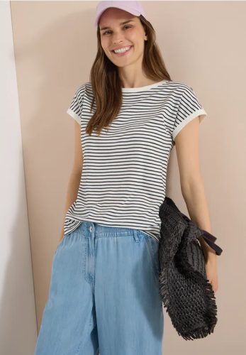 cecil, Cecil T-Shirt lässiger Streifenlook, Rundhals, softer Materialmix