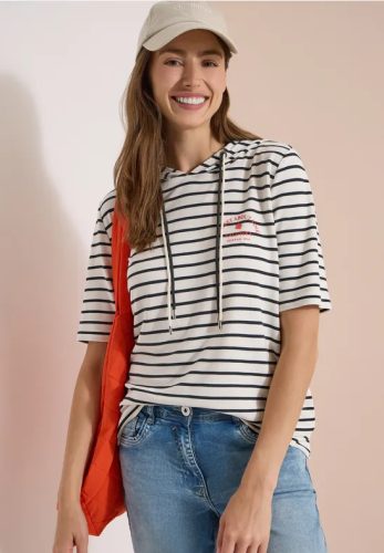 cecil, Cecil Kapuzenshirt Streifenshirt, Kapuze mit doppelter Kordel, Viskosemix