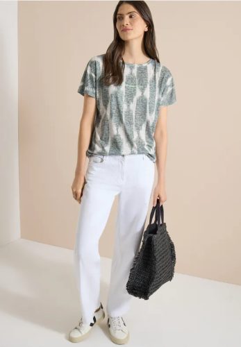 cecil, Cecil Kurzarmshirt Sommershirt im Ausbrenner-Look mit Wording