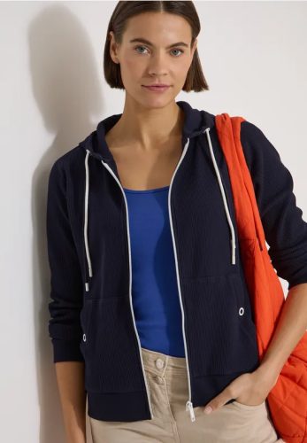 cecil, Cecil Kapuzensweatjacke mit Struktur und seitlichen Taschen mit Knopf