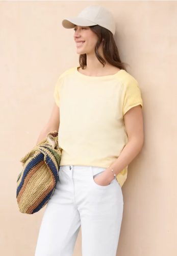 cecil, Cecil T-Shirt U-Boot-Ausschnitt, Garment-Dye Optik