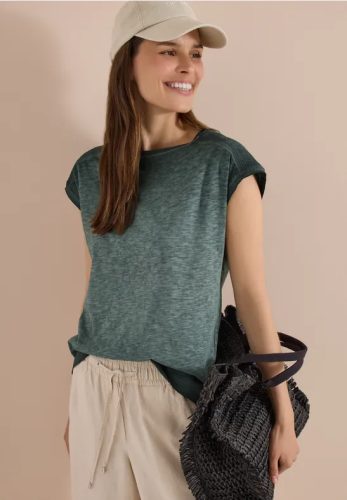 cecil, Cecil T-Shirt U-Boot-Ausschnitt, Garment-Dye Optik
