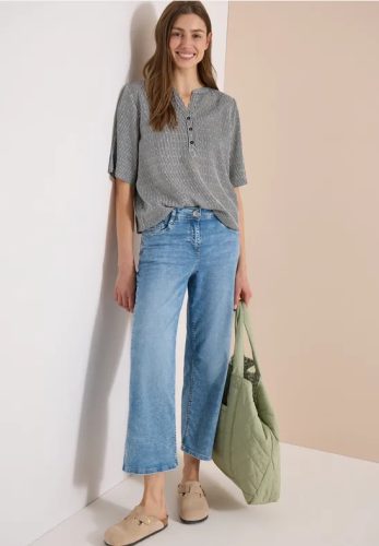 cecil, Cecil Kurzarmbluse Sommerbluse mit Split Neck und Streifen
