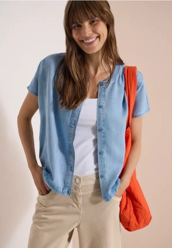 cecil, Cecil Blusentop seitliche Tunnelzüge, Lyocell-Qualität, Blouson-Optik