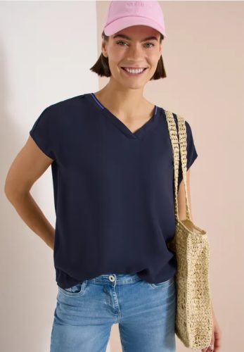 cecil, Cecil Kurzarmbluse Kurzarm Sommernshirt mit Strukturmix