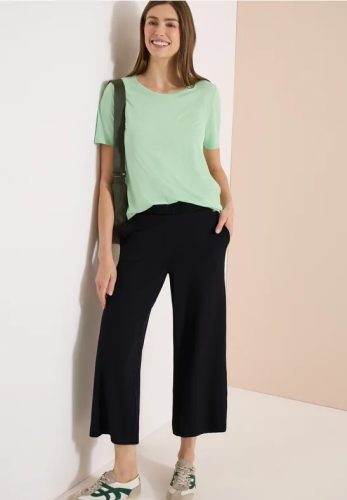 cecil, Cecil Jerseyhose "Style Neele" mit elastischem Schlupfbund, High-Waist, Wide Leg