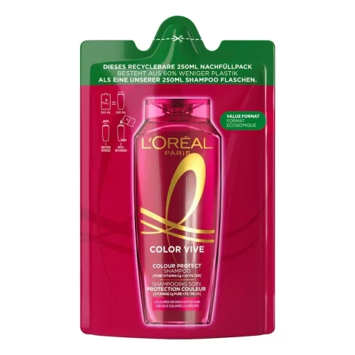 L'Oréal Paris - Color Glanz Pflegeschutz Pflege Shampoo Nachfüllpack, 250 ml