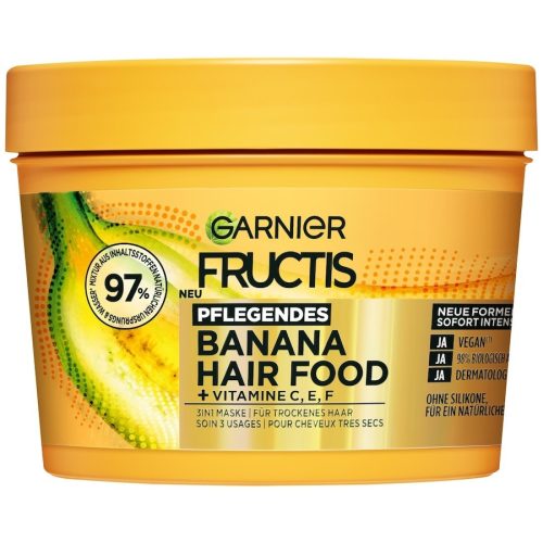 Garnier Fructis Banana Hair Food 3in1 Maske für trockenes Haar Haarkur & -maske 400 ml