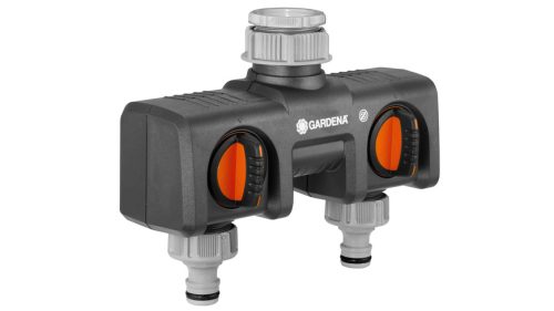 Gardena, GARDENA 8193-20 Kunststoff 2-Wege-Verteiler Steckkupplung, 30,3 mm (1) IG, 24,2 mm (3/4) IG mit Regulierventil