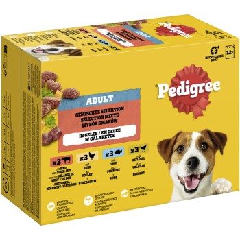 Pedigree Nassfutter Hund Adult, Multipack, Gemischte-Selektion mit Gemüse, in Sauce 12x100 g
