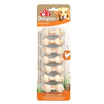 8in1 Delights Kauknochen Hähnchenfleisch XS 7 Stück