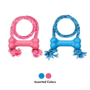 KONG Puppy Goodie Bone mit Seil XS blau/rosa
