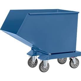 fetra® Muldenkipper mit Ablasshahn, Volumen 0,6 m³, RAL 5007 brillantblau