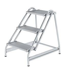 MUNK, Munk Arbeitspodest einseitig begehbar Aluminium geriffelt 3 Stufen