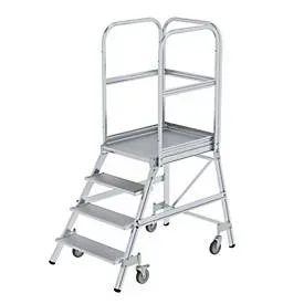 MUNK Günzburger Steigtechnik, MUNK Günzburger Steigtechnik 50104 Aluminium Podestleiter Arbeitshöhe (max.): 3 m Silber 32 kg