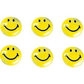 magnetoplan, MAGNETOPLAN Smiley Magnete gelb-schwarz 16672 mittel 30mm 6 Stk.