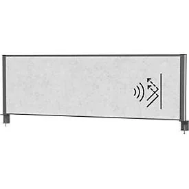 MAUL Tisch-Trennwand MAULconnecto, Akustikvlies 4000 g/m², Aluminiumprofil, B 1600 x H 500 mm, Akustik hellgrau, anthrazit
