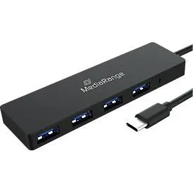 MediaRange, MediaRange MRCS508 USB-Hub 4 Port USB-A USB 3.0 5 GBit/s mit USB-C® Stecker Schwarz MRCS508