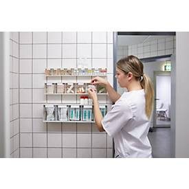Mehrkammer-Kleinteilelager MultiStore, Grösse 6, B 600 x T 75 x H 113 mm, Volumen 2,2 l, stapelbar, Polystyrol, weiss/transp.