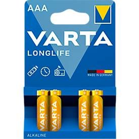 VARTA, VARTA Batterie 4103101414 Longlife, AAA/LR03, 4 St&uuml;ck