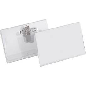 DURABLE, DURABLE Namensschild m. Kombiklemme 8157/19 transparent, 40x75mm 50 Stk.