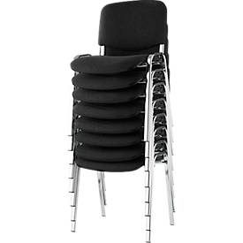 NowyStyl, Stapelstuhl ISO Basic, ohne Armlehnen, 4-Fussgestell, Stoffbezug, stapelbar bis 12 Stück, B 545 x T 560 x H 820 mm, Bezug schwarz, Gestell verchromt