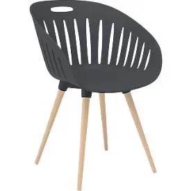 Outdoor-Stuhl Topstar T2023, 2 Stück, ergonomische Kunststoffschale, Füsse ein- und ausdrehbar, anthrazit