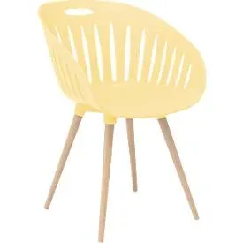 Outdoor-Stuhl Topstar T2023, 2 Stück, ergonomische Kunststoffschale, Füsse ein- und ausdrehbar, gelb