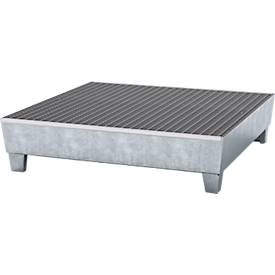 asecos®, asecos® Auffangwanne aus Stahl, mit Fusskonstruktion, 4x 200 l, HxBxT 290 x 1.236 x 1.210 mm, verzinkt