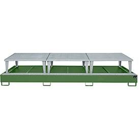 Bauer, Bauer® Auffangwanne aus Stahl für 3x KTC/IBC, inkl. Abfüllaufsatz, resedagrün