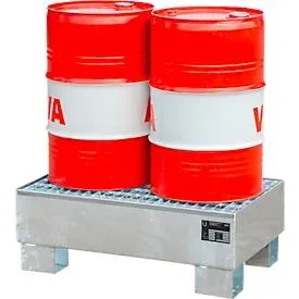 Bauer® Auffangwanne aus Stahl, für 2x 60-Liter-Fass, Auffangvolumen 61 l, inkl. Gitterrost, feuerverzinkt
