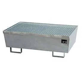 Auffangwanne BAUER AM-2, mit Gitterrost, Stahl, 225 l, B 1200 x T 800 x H 415 mm, verzinkt