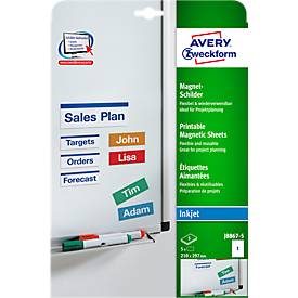 AVERY Zweckform, AVERY ZWECKFORM Magnet-Schilder 210x297mm J8867-5 Inkjet 5 Stk./5 Bl.