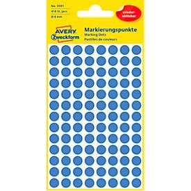 AVERY Zweckform, AVERY ZWECKFORM Markierungspunkte 8mm 3591 Blau, abl&ouml;sbar 4 Blatt