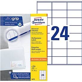 AVERY Zweckform, AVERY ZWECKFORM Etiketten 70x36mm 3475 weiss 2400 Stk./100 Blatt