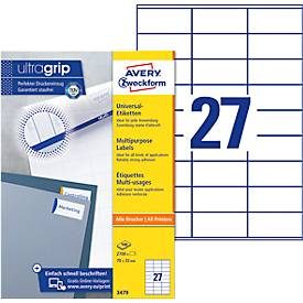 AVERY Zweckform, AVERY ZWECKFORM Universal-Etiketten 70x32mm 3479 weiss 2700 Stk./100 Blatt