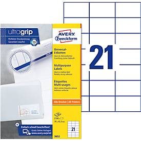 AVERY Zweckform, AVERY ZWECKFORM Etiketten 70x42,3mm 3652 weiss 2100 Stk./100 Blatt