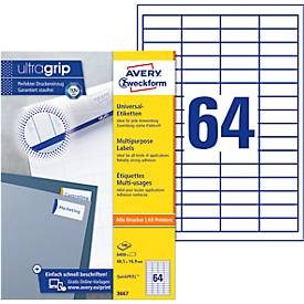 AVERY Zweckform, AVERY ZWECKFORM Universal-Etikett. 48.5x16.9mm 3667 weiss 6400 Stk./100 Blatt